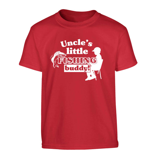 Uncle's little fishing buddy Children's red Tshirt 12-13 Years