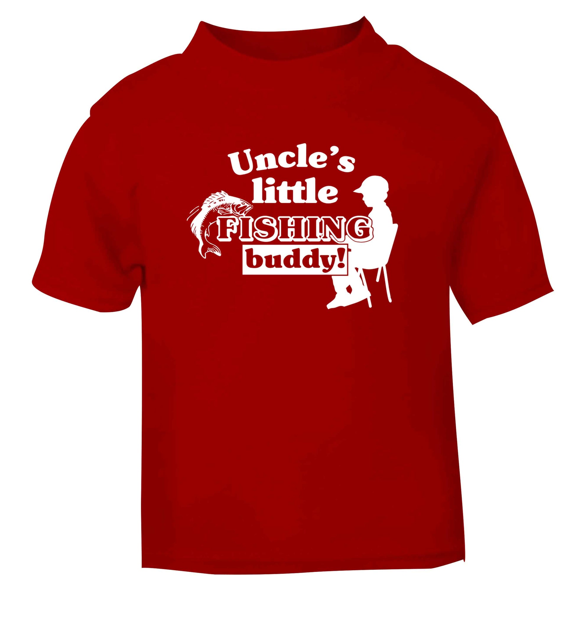 Uncle's little fishing buddy red Baby Toddler Tshirt 2 Years