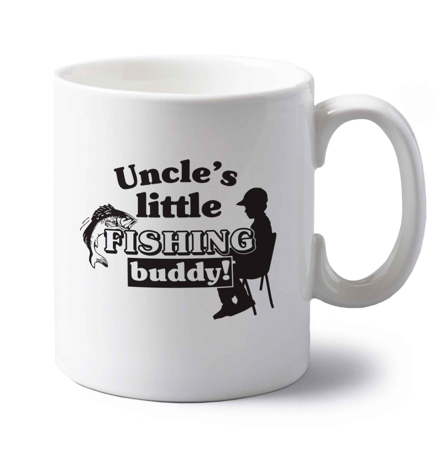 Uncle's little fishing buddy left handed white ceramic mug 