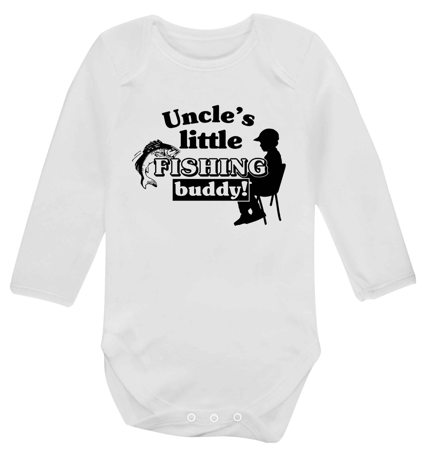 Uncle's little fishing buddy Baby Vest long sleeved white 6-12 months