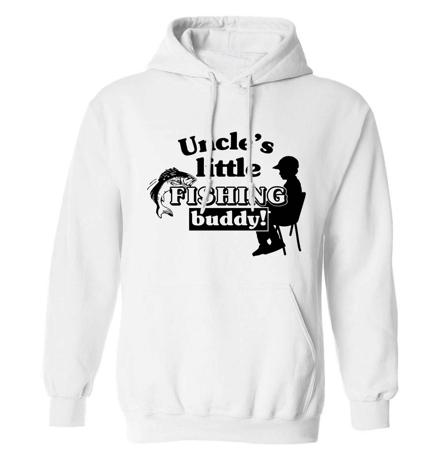 Uncle's little fishing buddy adults unisex white hoodie 2XL