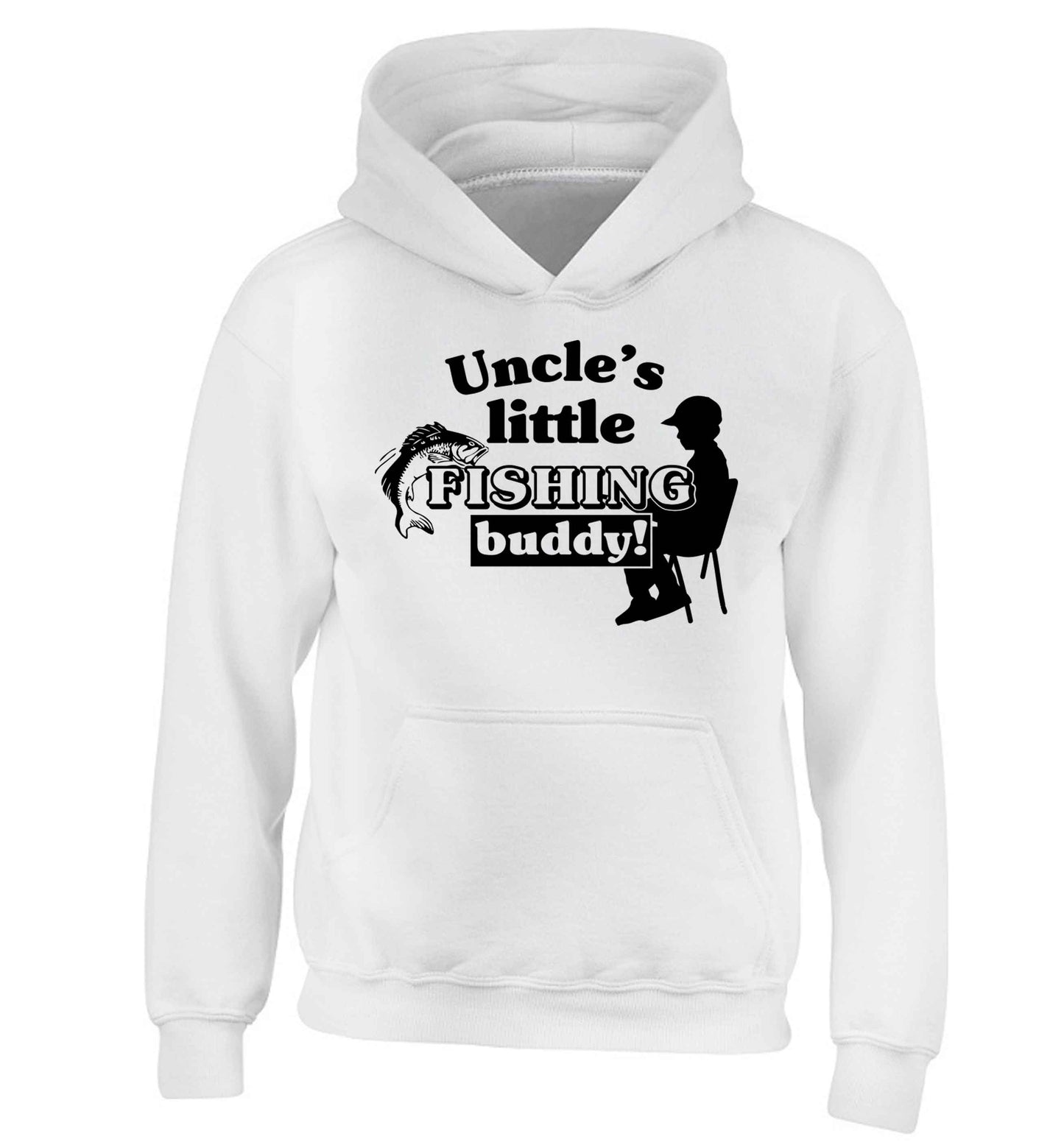 Uncle's little fishing buddy children's white hoodie 12-13 Years