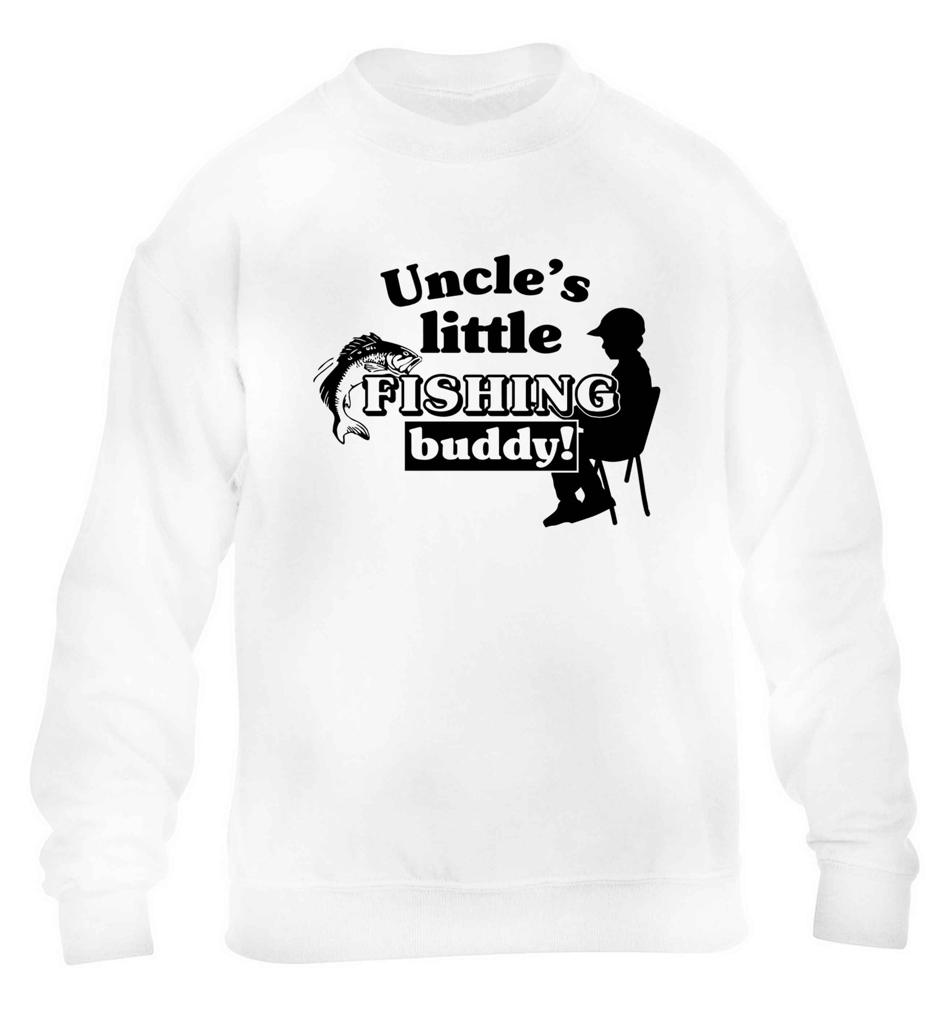 Uncle's little fishing buddy children's white sweater 12-13 Years