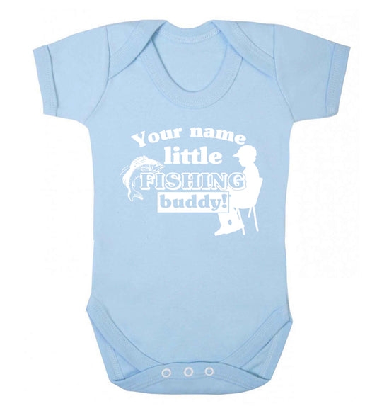 Personalised little fishing buddy Baby Vest pale blue 18-24 months
