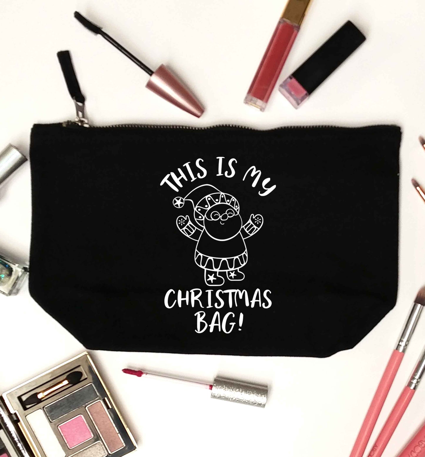 This is my Christmas bag black makeup bag