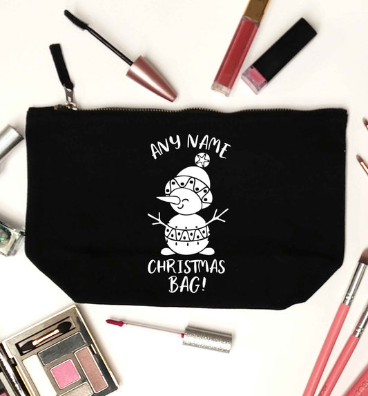 Personalised Christmas bag any name black makeup bag