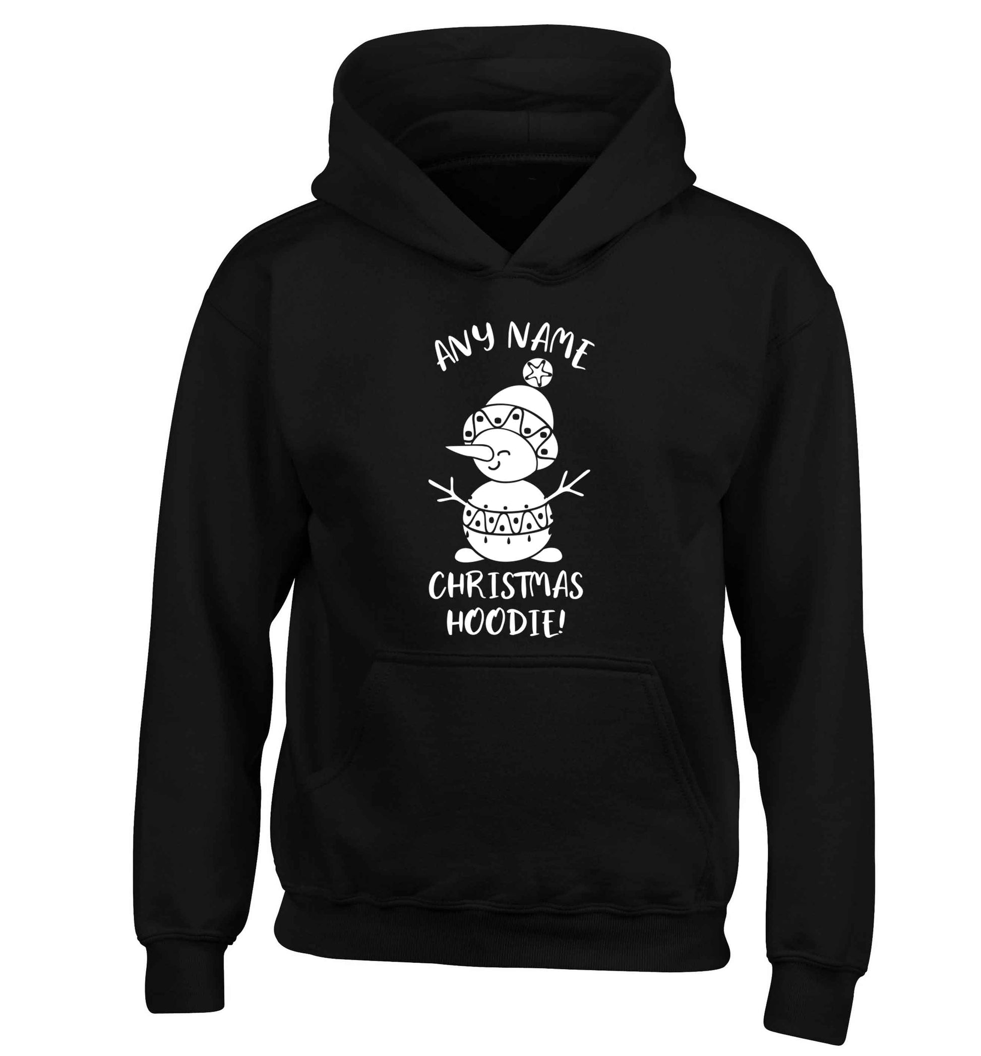Personalised Christmas hoodie any name children's black hoodie 12-13 Years