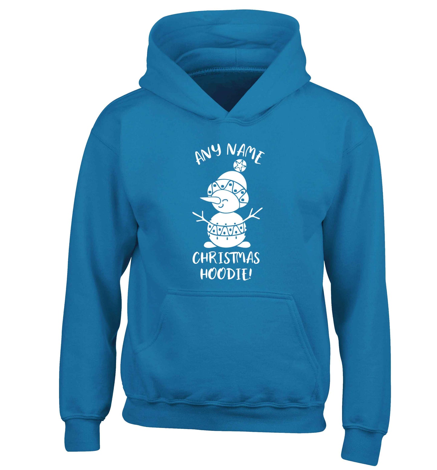 Personalised Christmas hoodie any name children's blue hoodie 12-13 Years