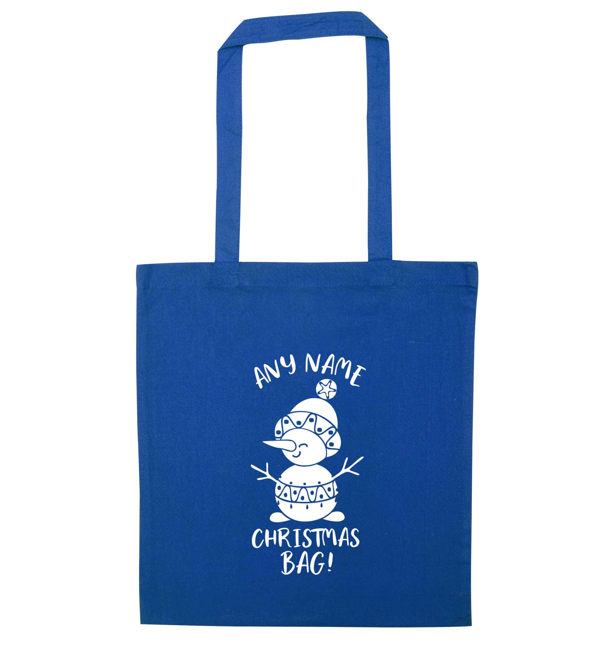 Personalised Christmas bag any name blue tote bag