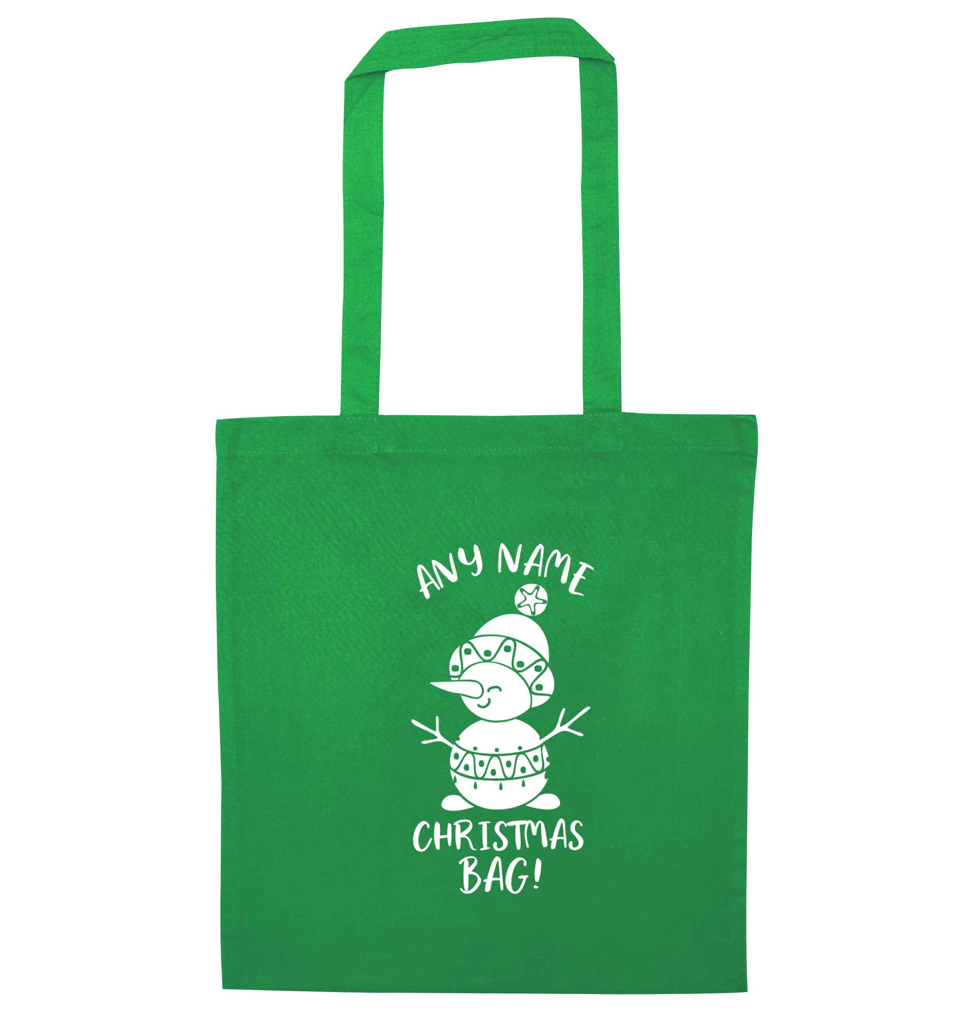 Personalised Christmas bag any name green tote bag