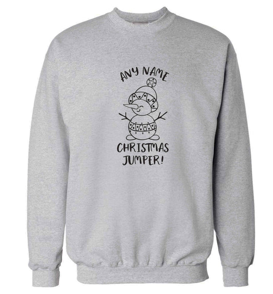 Personalised Christmas jumper any name Adult's unisex grey Sweater 2XL