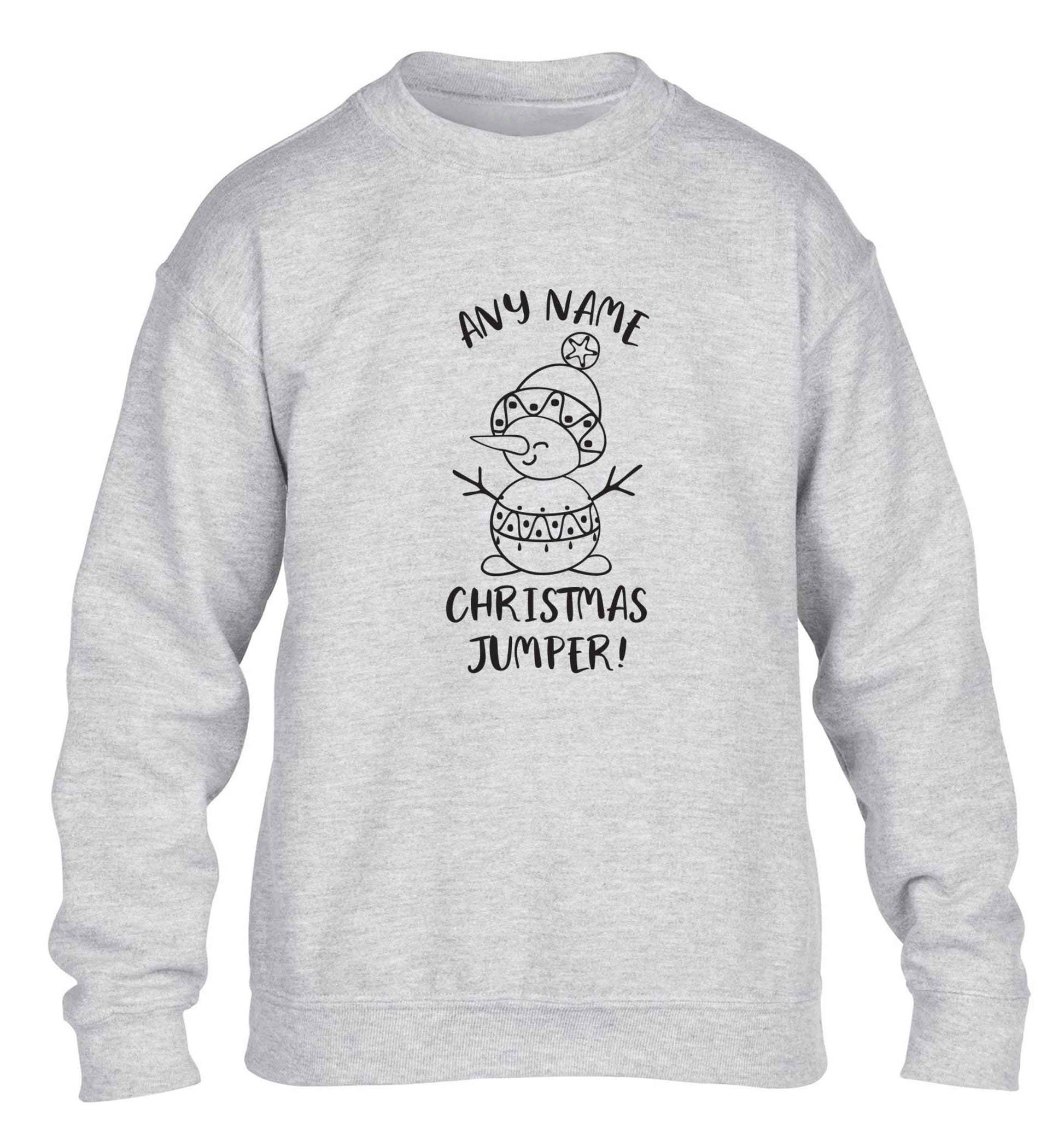 Personalised Christmas T-Shirt any name children's grey sweater 12-13 Years