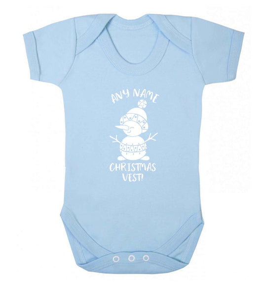 Personalised Christmas vest any name Baby Vest pale blue 18-24 months