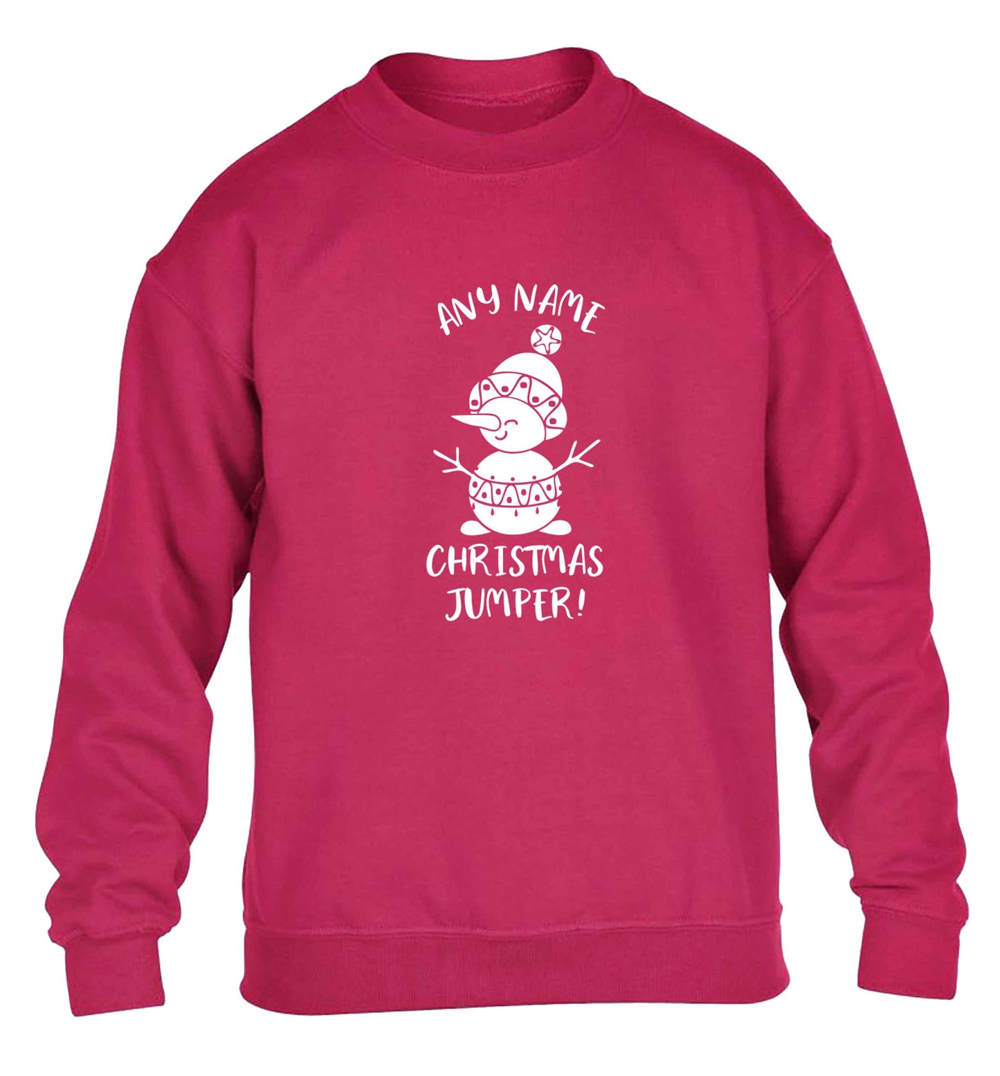 Personalised Christmas T-Shirt any name children's pink sweater 12-13 Years