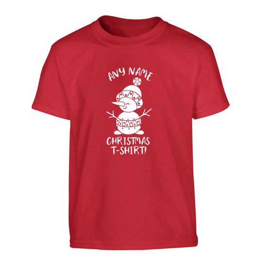 Personalised Christmas T-Shirt any name Children's red Tshirt 12-13 Years