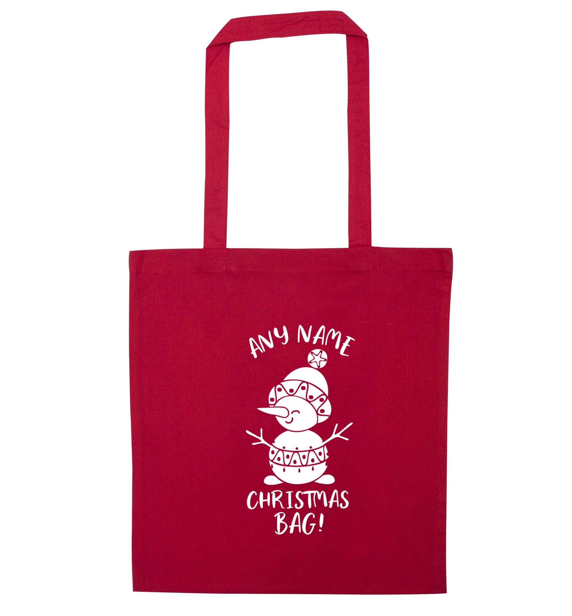 Personalised Christmas bag any name red tote bag