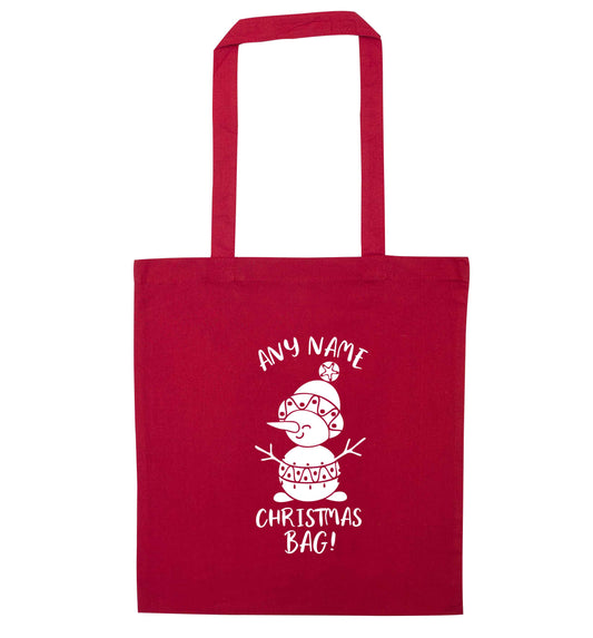 Personalised Christmas bag any name red tote bag