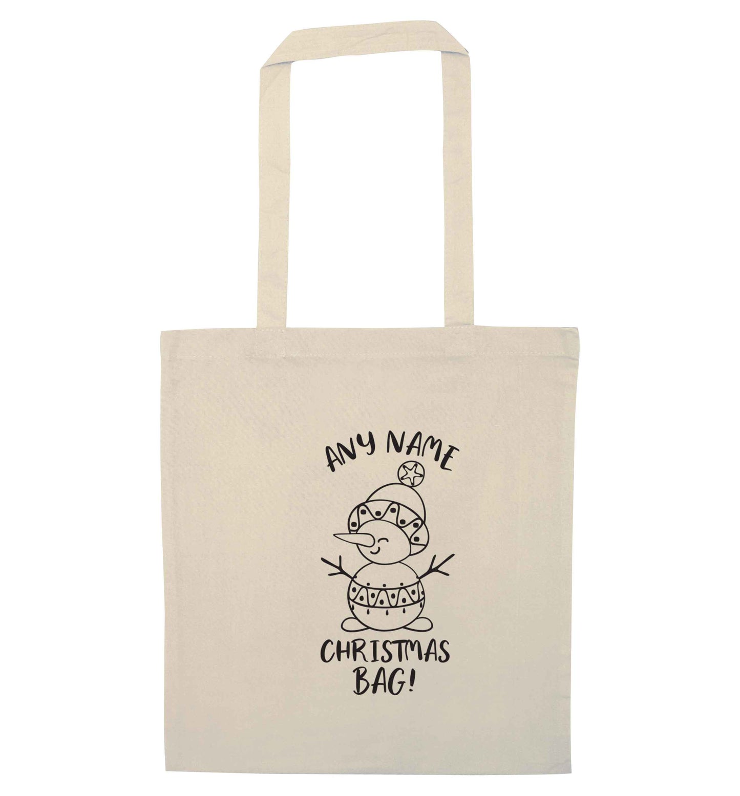 Personalised Christmas bag any name natural tote bag