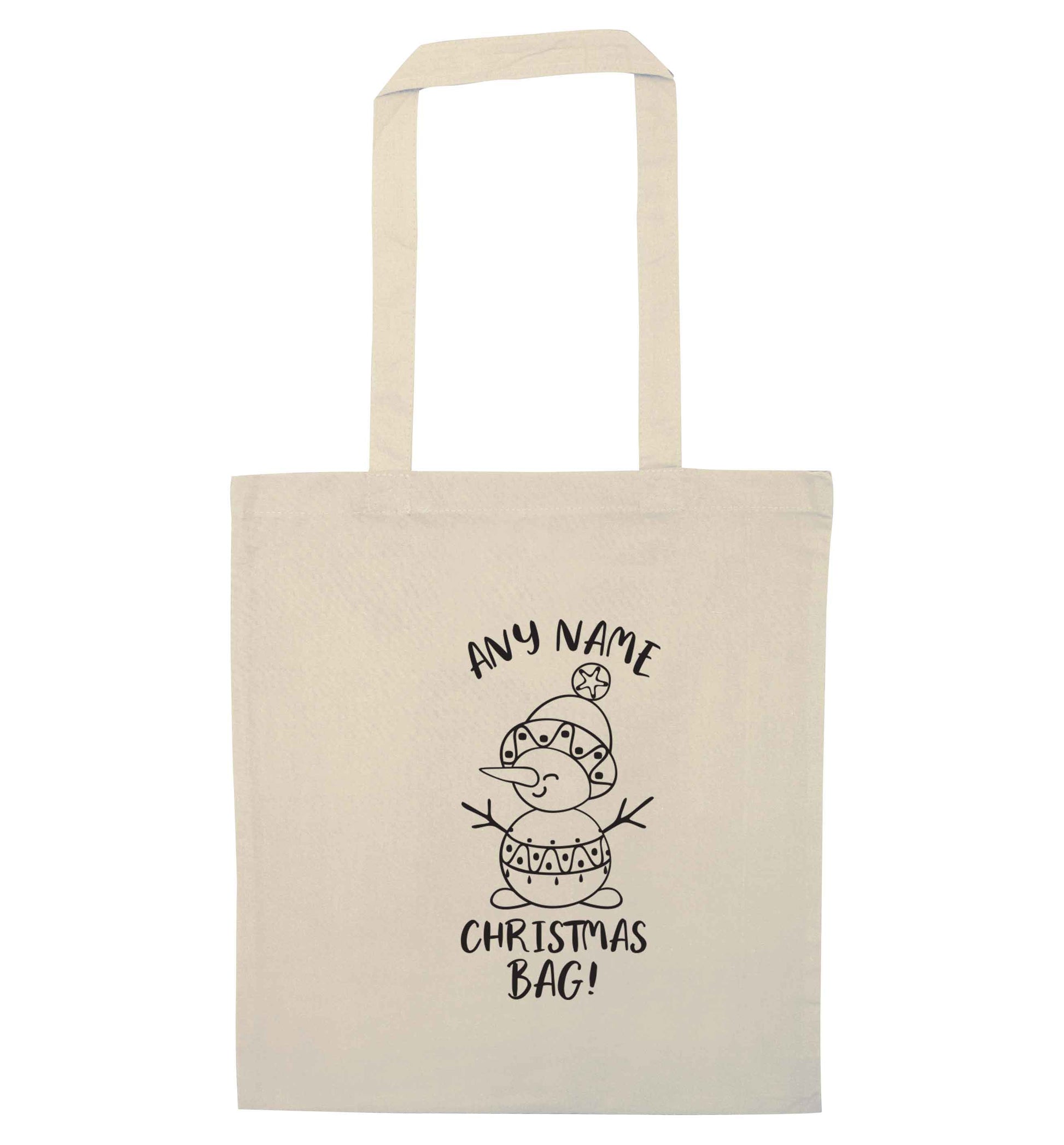 Personalised Christmas bag any name natural tote bag