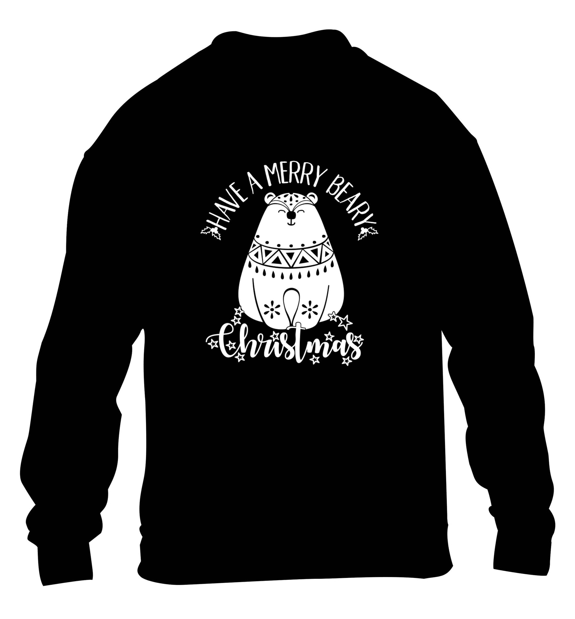 Have a merry beary Christmas children's black sweater 12-13 Years