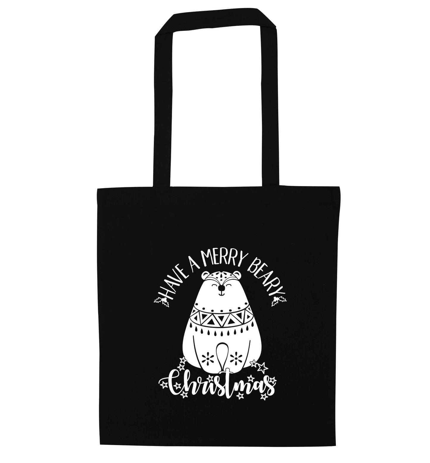 Have a merry beary Christmas black tote bag