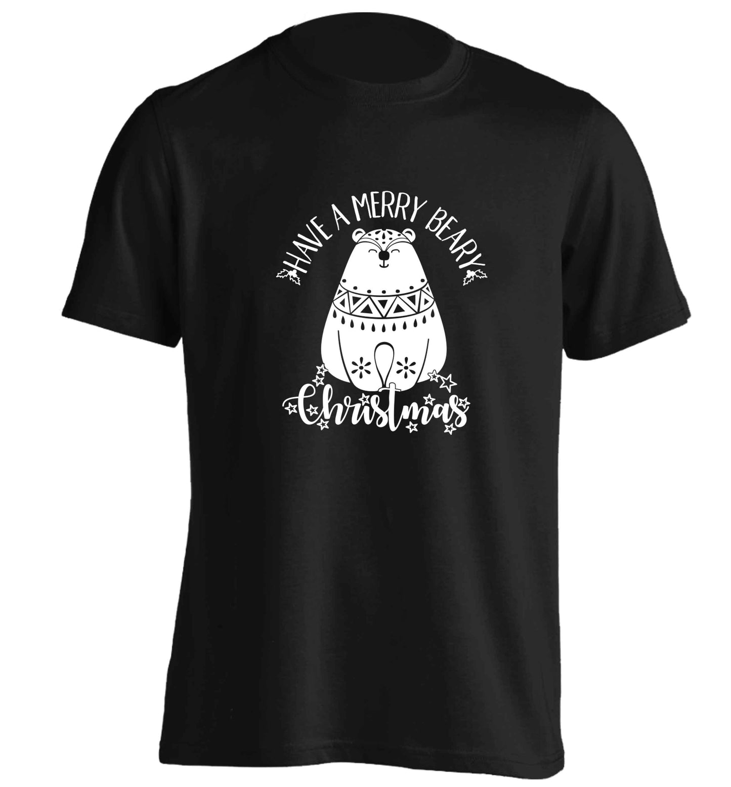 Have a merry beary Christmas adults unisex black Tshirt 2XL