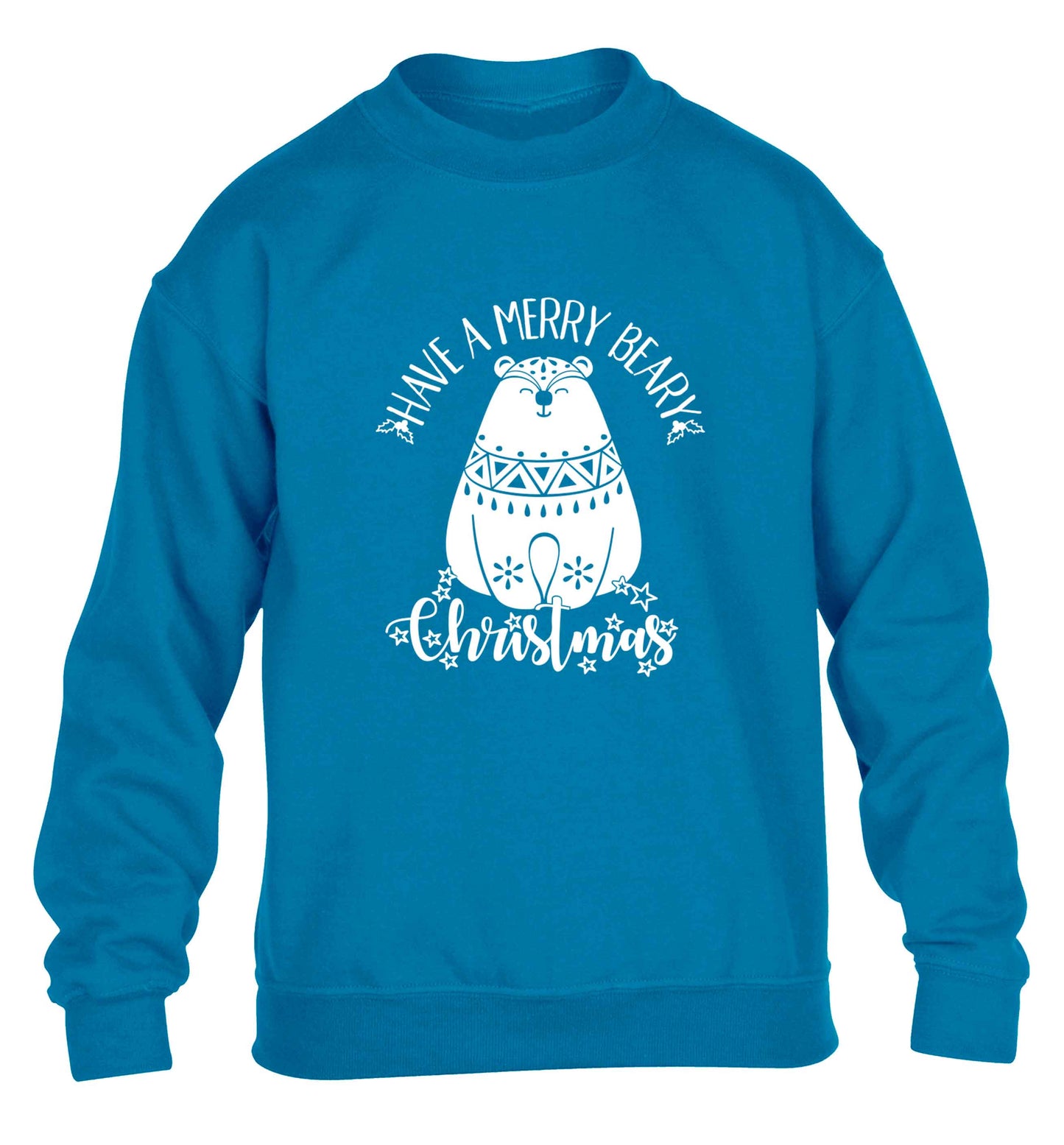 Have a merry beary Christmas children's blue sweater 12-13 Years