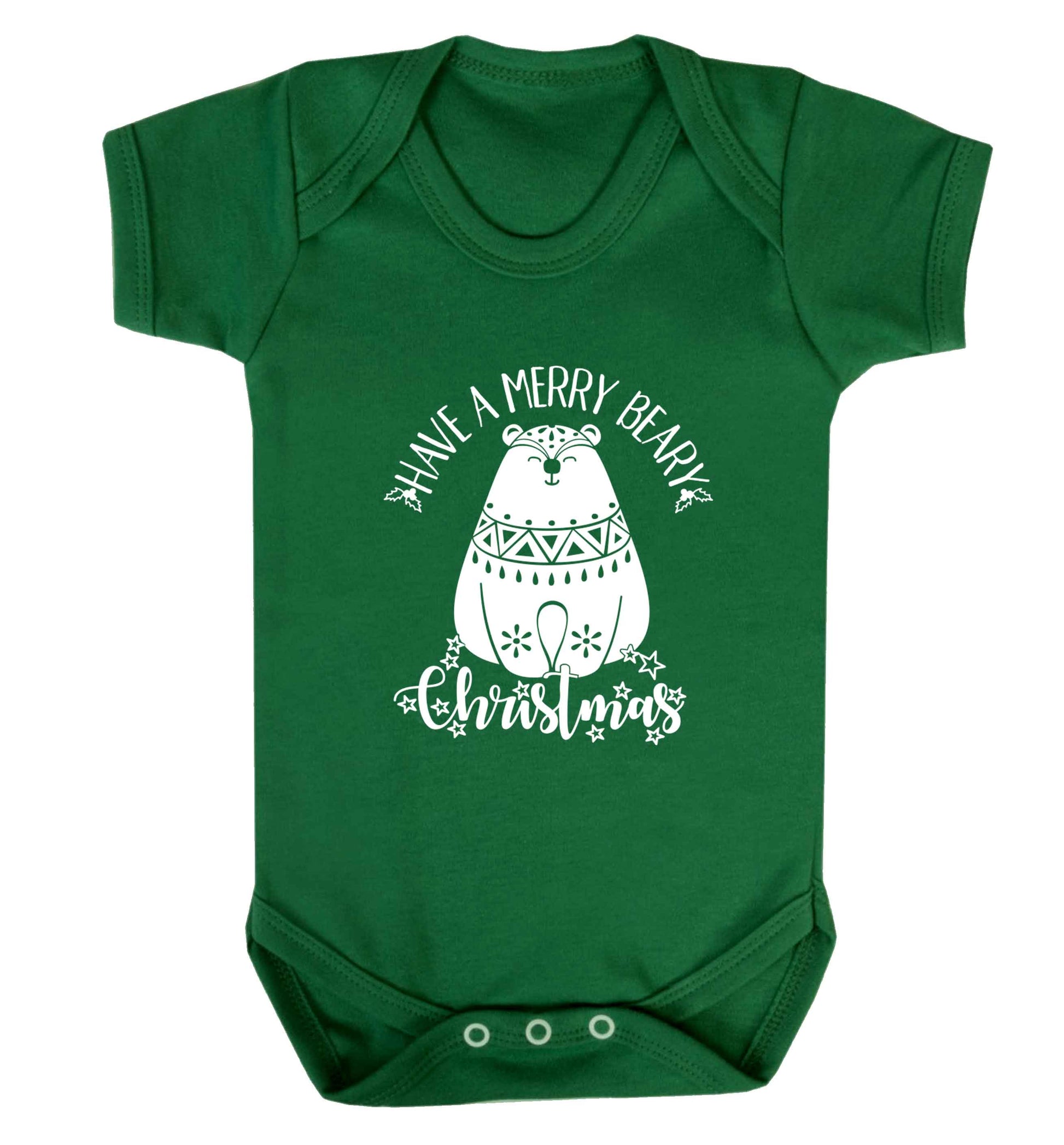Have a merry beary Christmas Baby Vest green 18-24 months