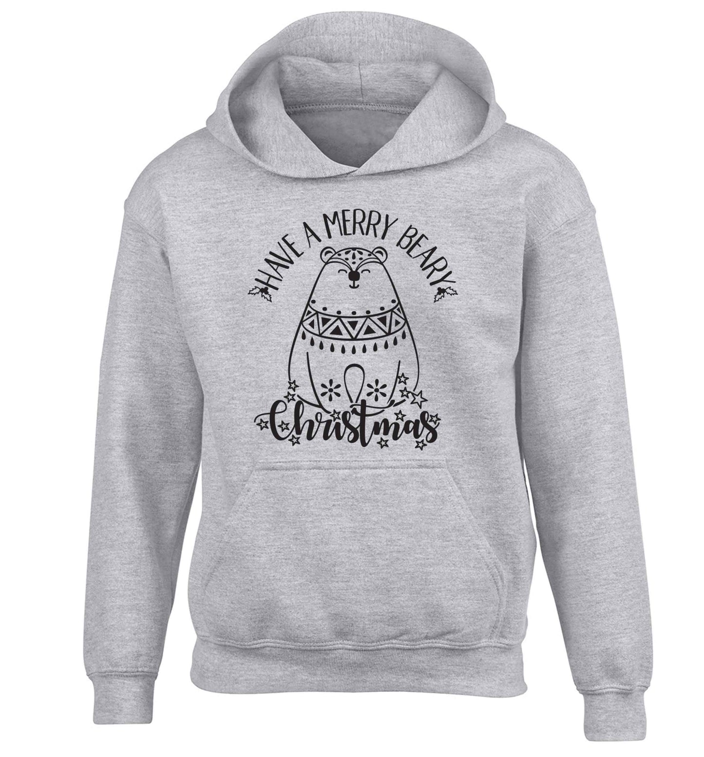 Have a merry beary Christmas children's grey hoodie 12-13 Years