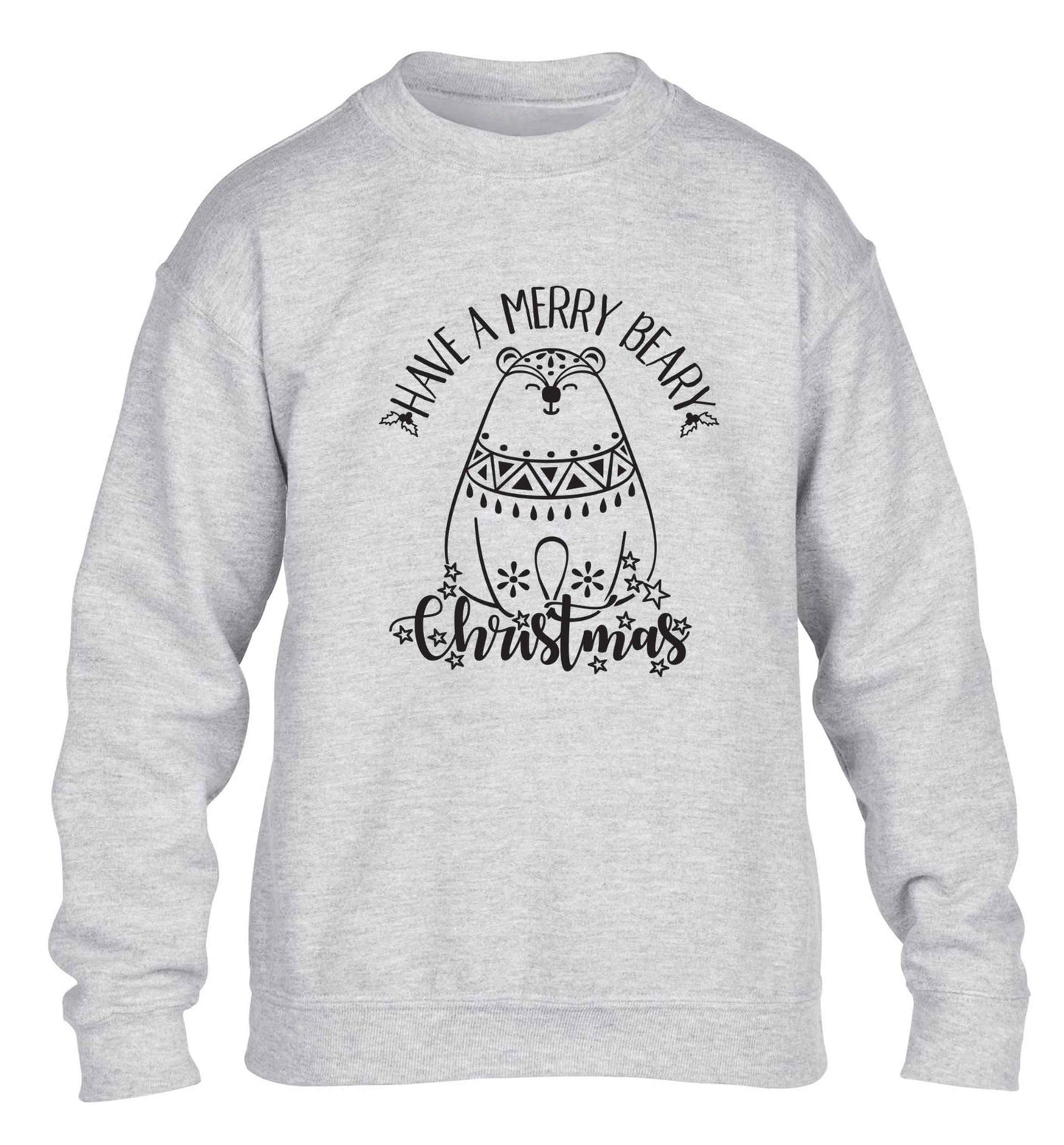 Have a merry beary Christmas children's grey sweater 12-13 Years
