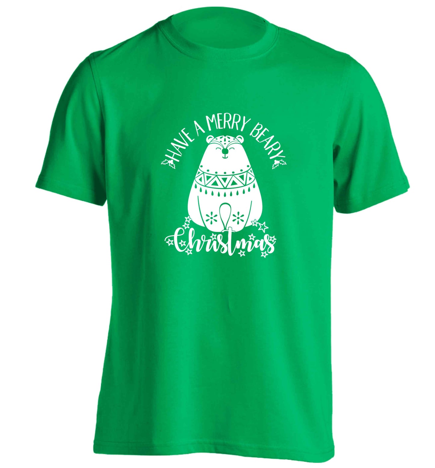 Have a merry beary Christmas adults unisex green Tshirt 2XL