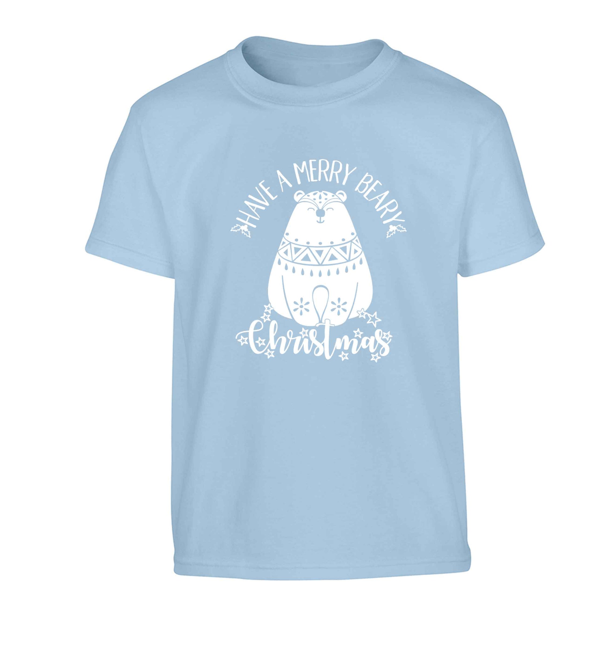 Have a merry beary Christmas Children's light blue Tshirt 12-13 Years