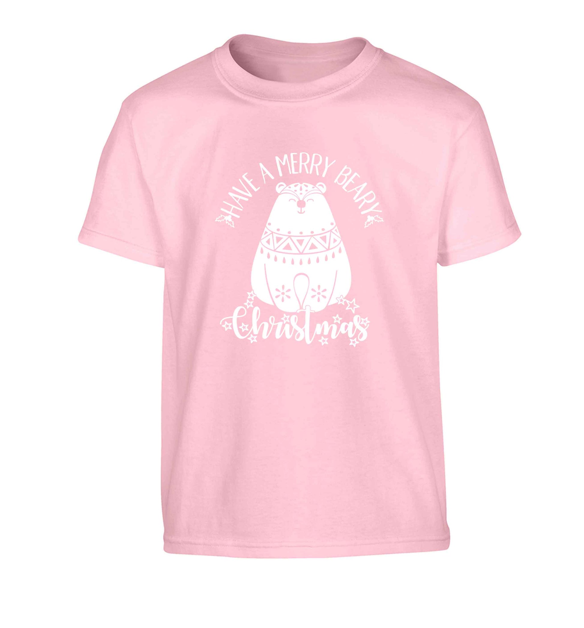 Have a merry beary Christmas Children's light pink Tshirt 12-13 Years