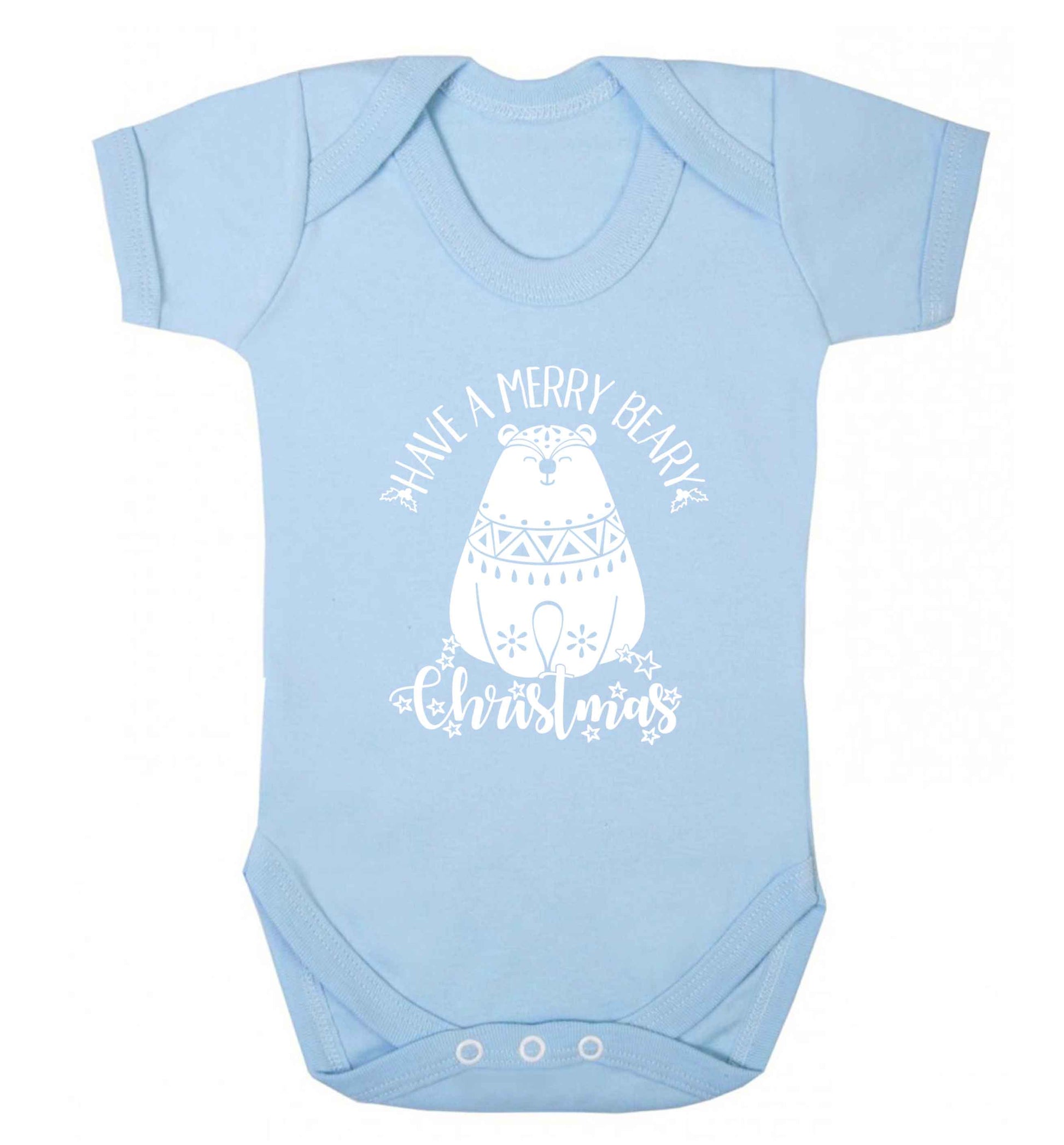 Have a merry beary Christmas Baby Vest pale blue 18-24 months
