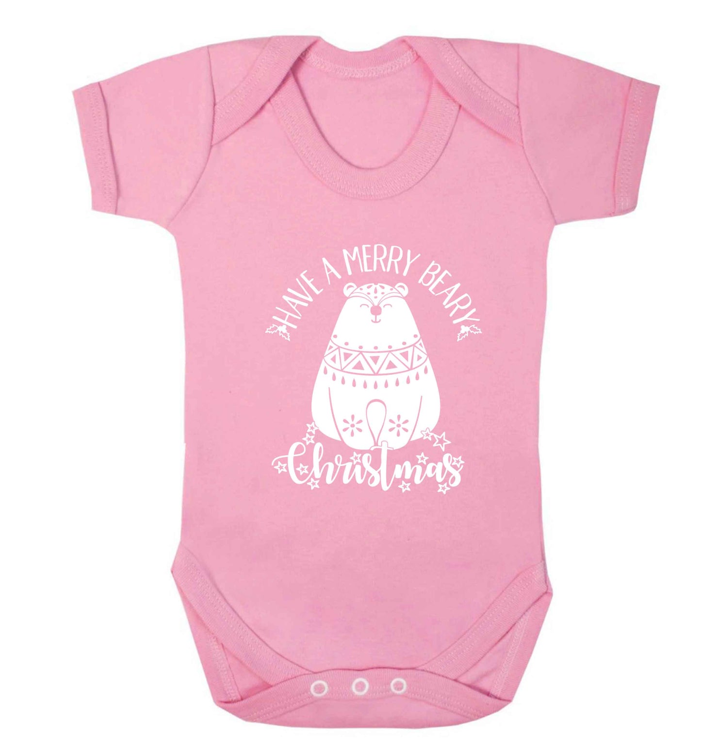 Have a merry beary Christmas Baby Vest pale pink 18-24 months