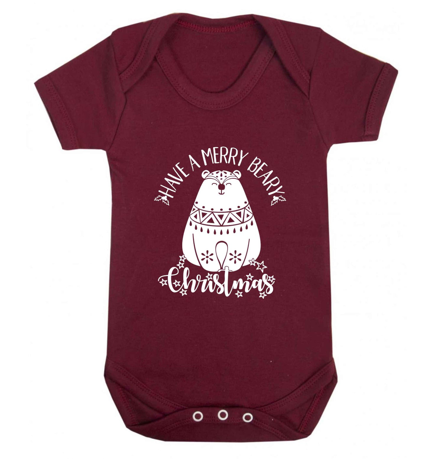 Have a merry beary Christmas Baby Vest maroon 18-24 months