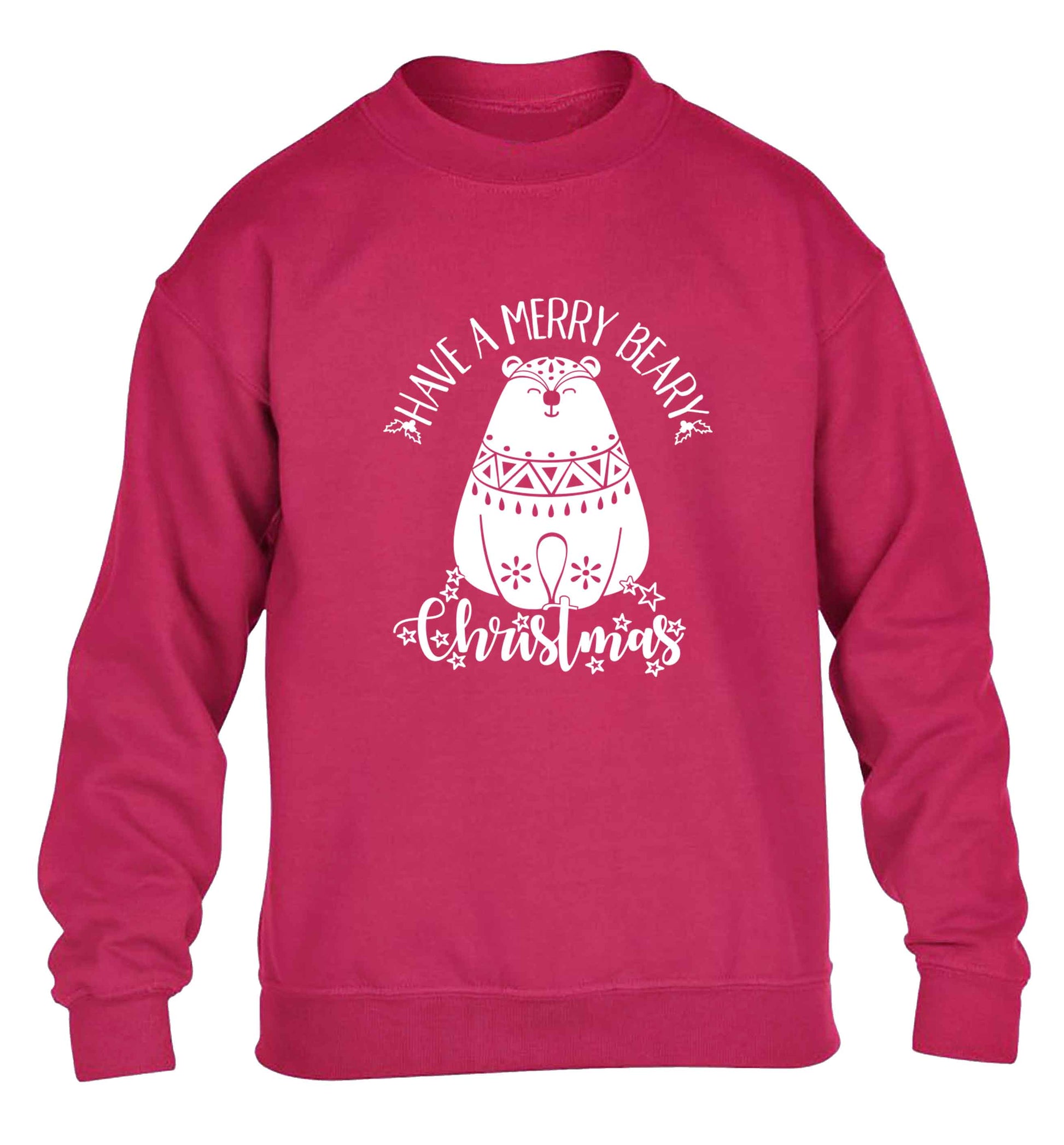 Have a merry beary Christmas children's pink sweater 12-13 Years