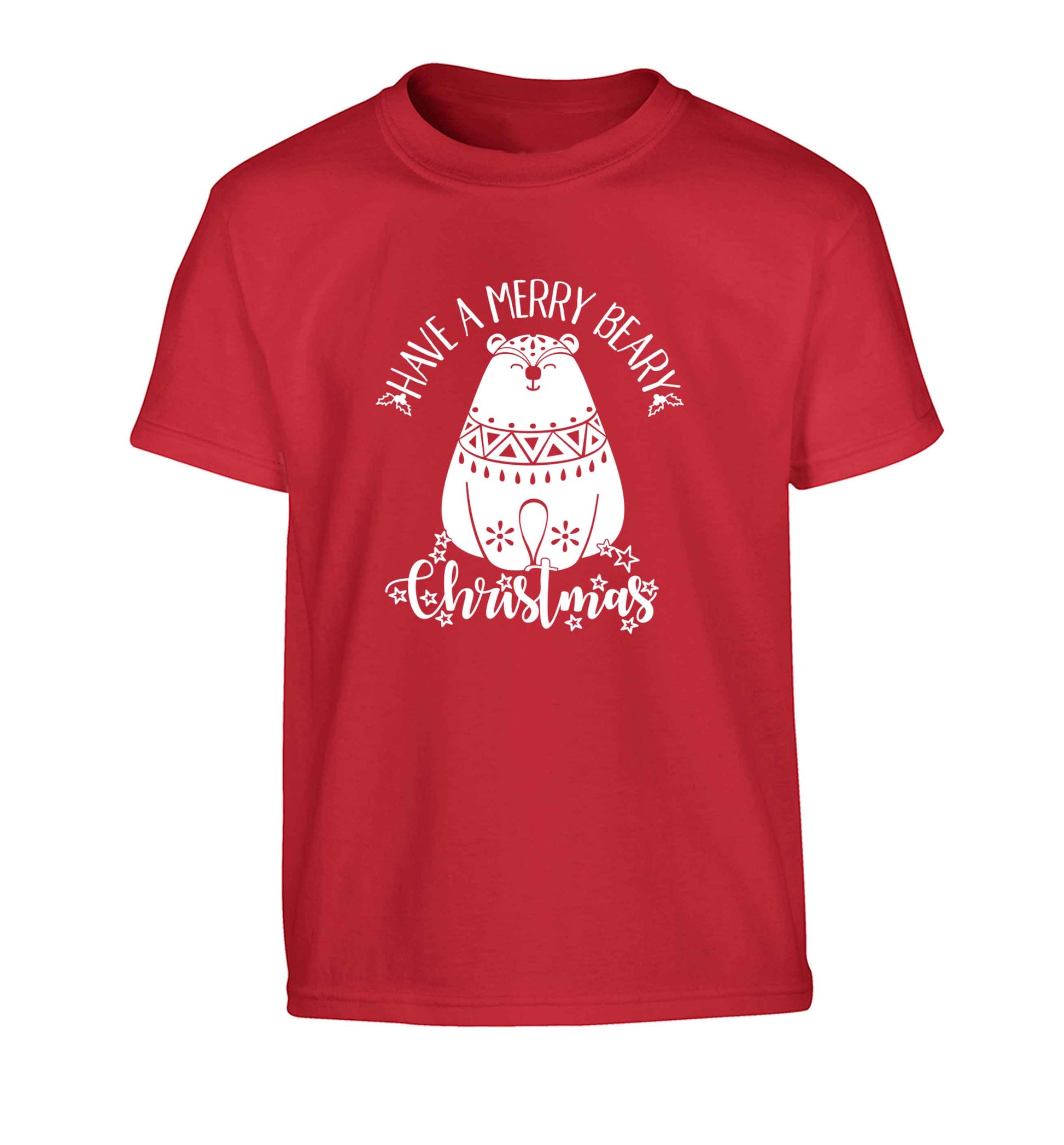 Have a merry beary Christmas Children's red Tshirt 12-13 Years