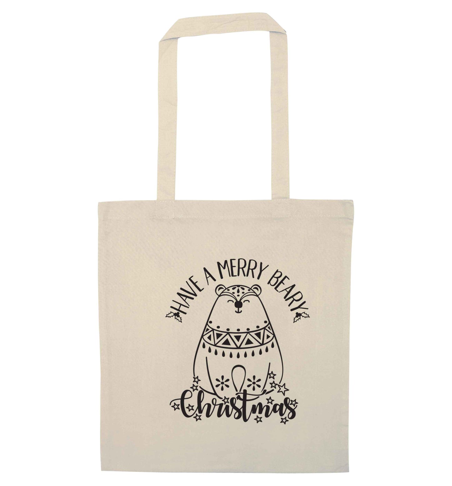 Have a merry beary Christmas natural tote bag