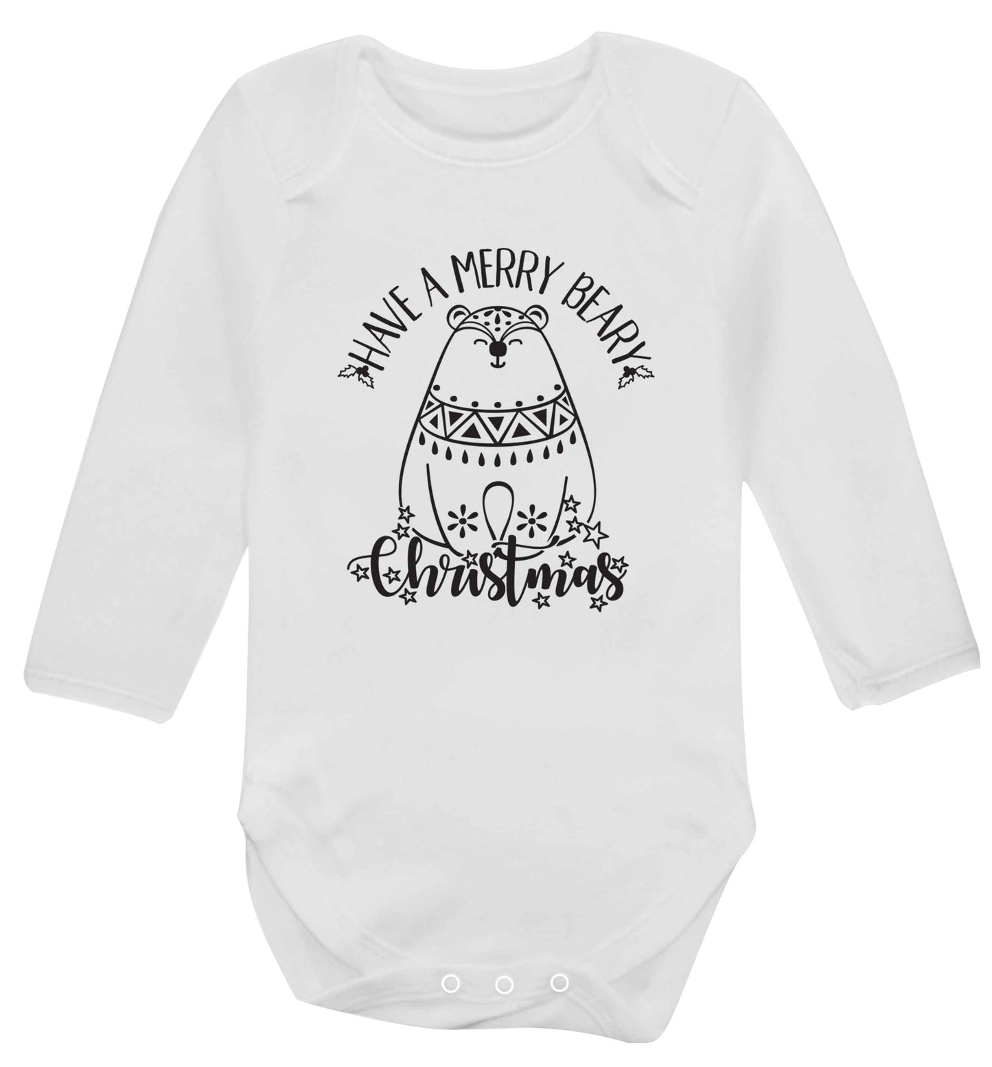 Have a merry beary Christmas Baby Vest long sleeved white 6-12 months