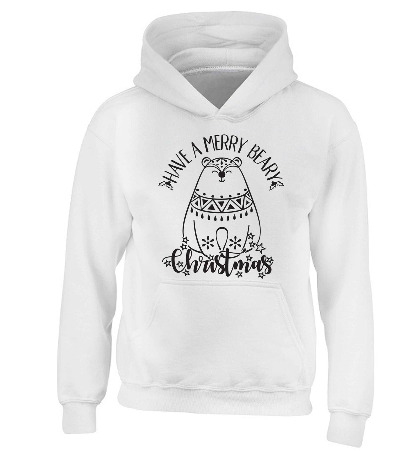 Have a merry beary Christmas children's white hoodie 12-13 Years