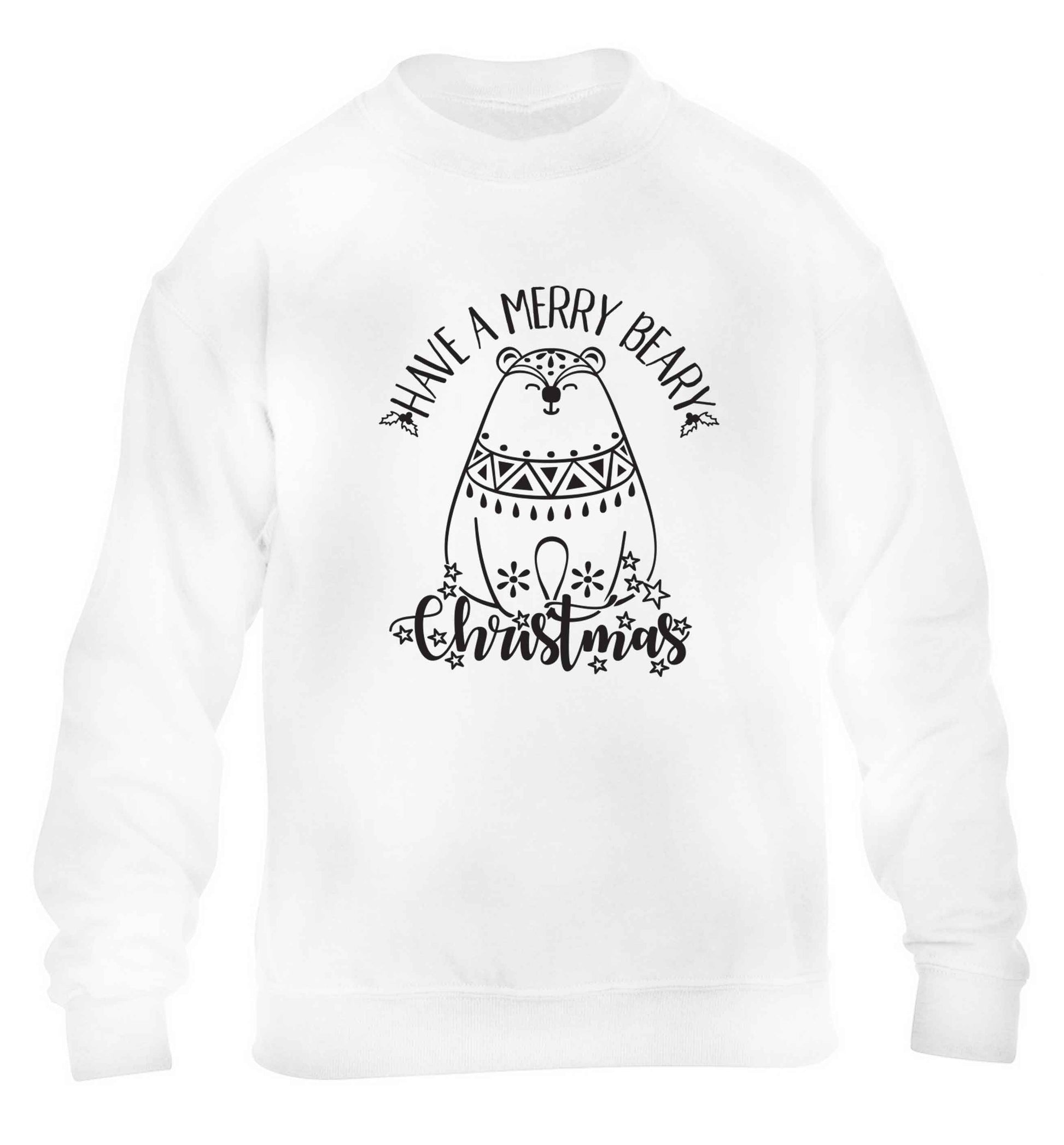 Have a merry beary Christmas children's white sweater 12-13 Years
