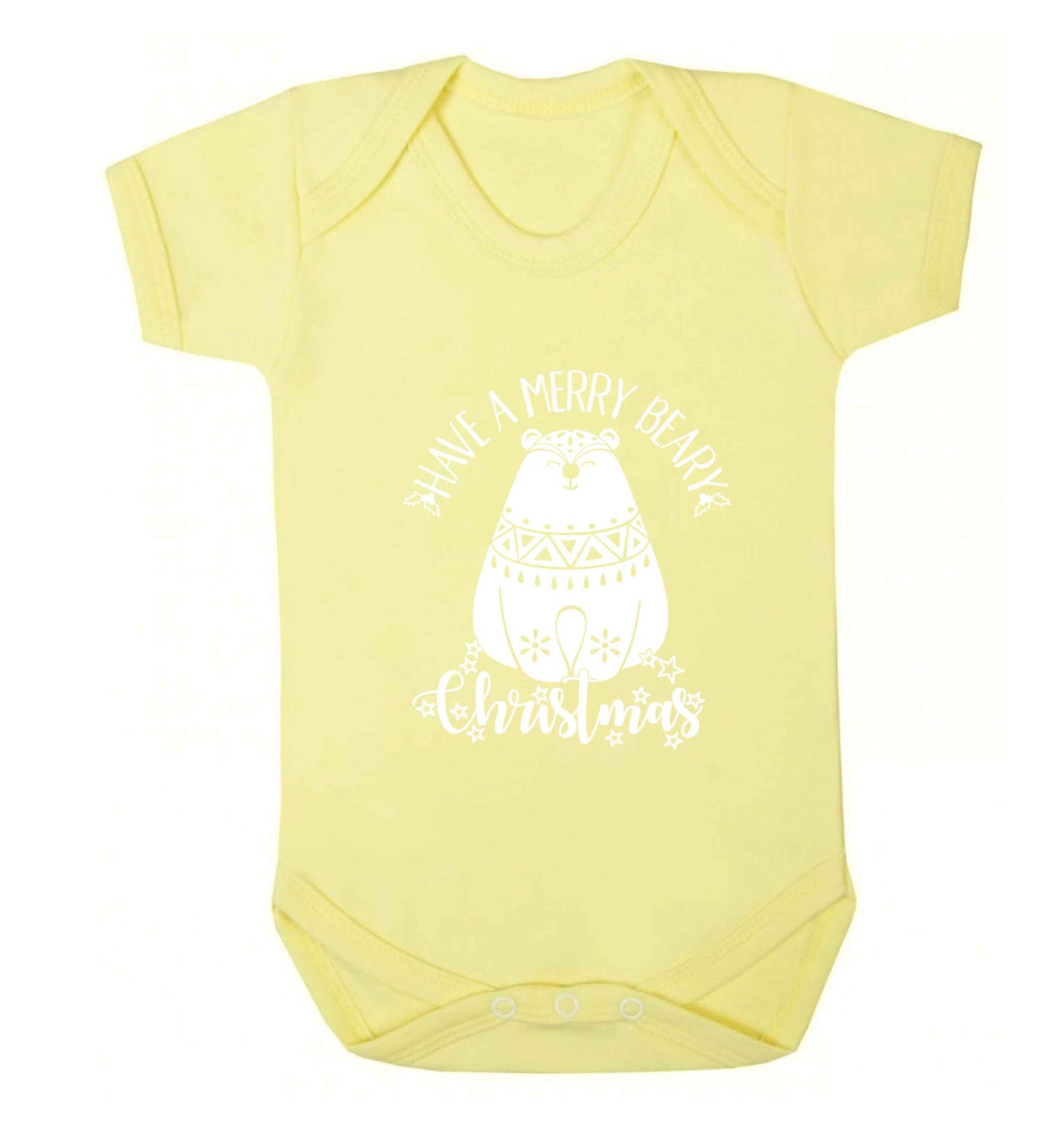 Have a merry beary Christmas Baby Vest pale yellow 18-24 months