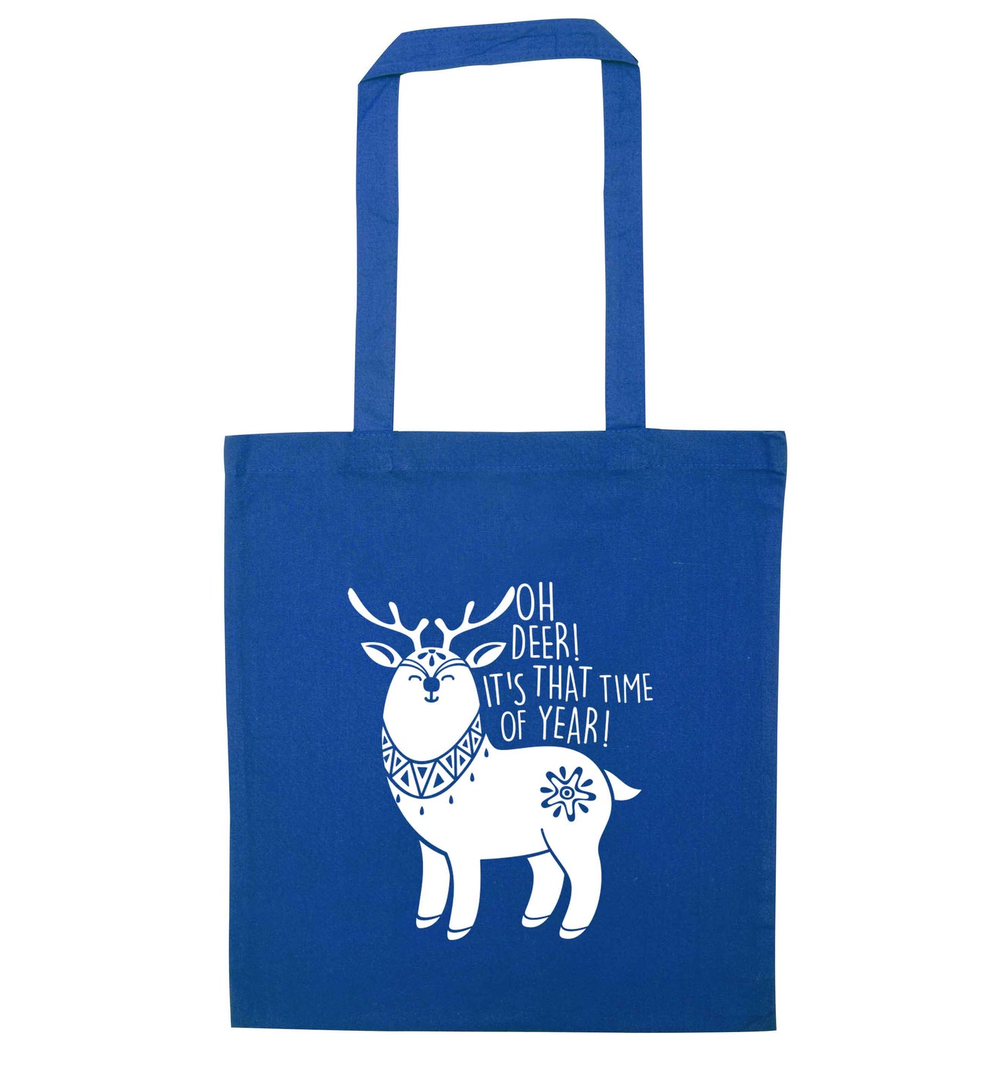 Oh dear it's that time of year blue tote bag
