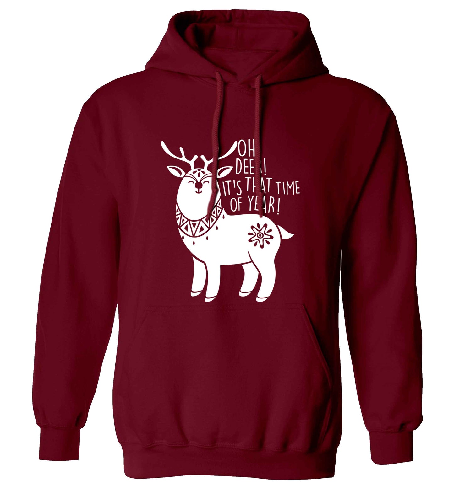 Oh dear it's that time of year adults unisex maroon hoodie 2XL