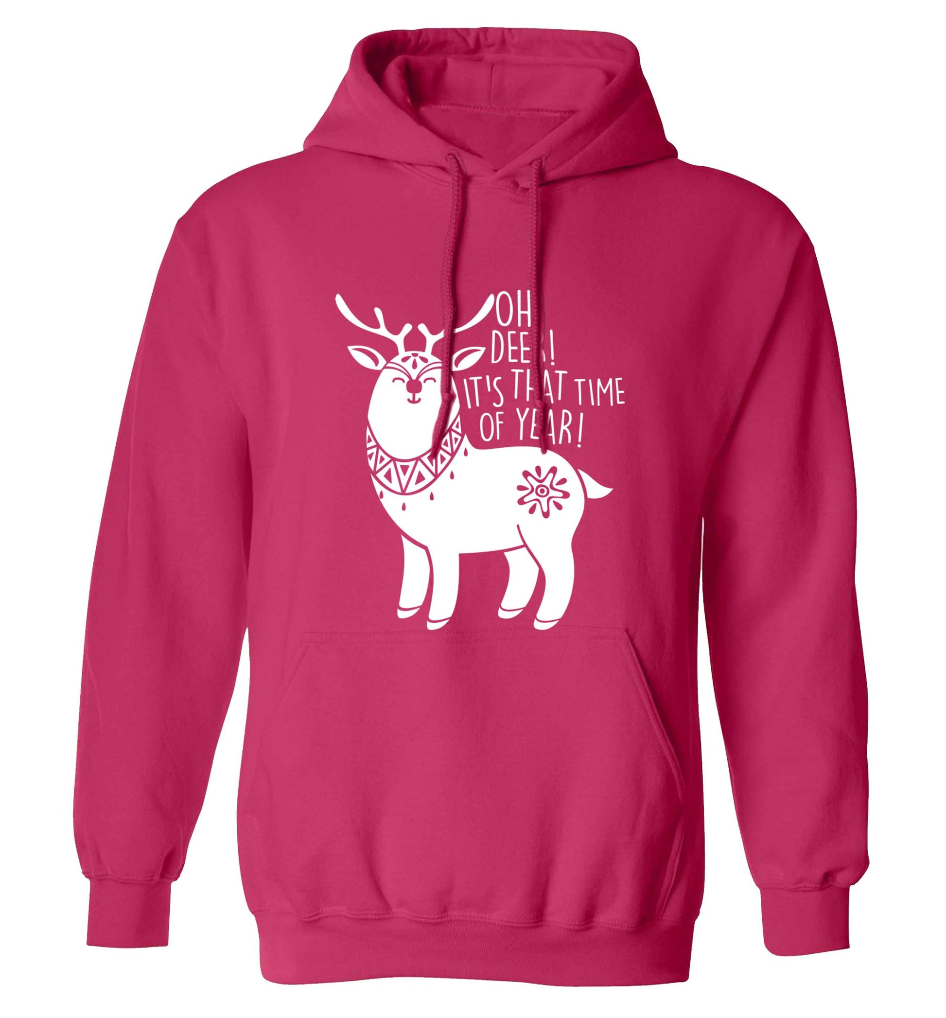 Oh dear it's that time of year adults unisex pink hoodie 2XL