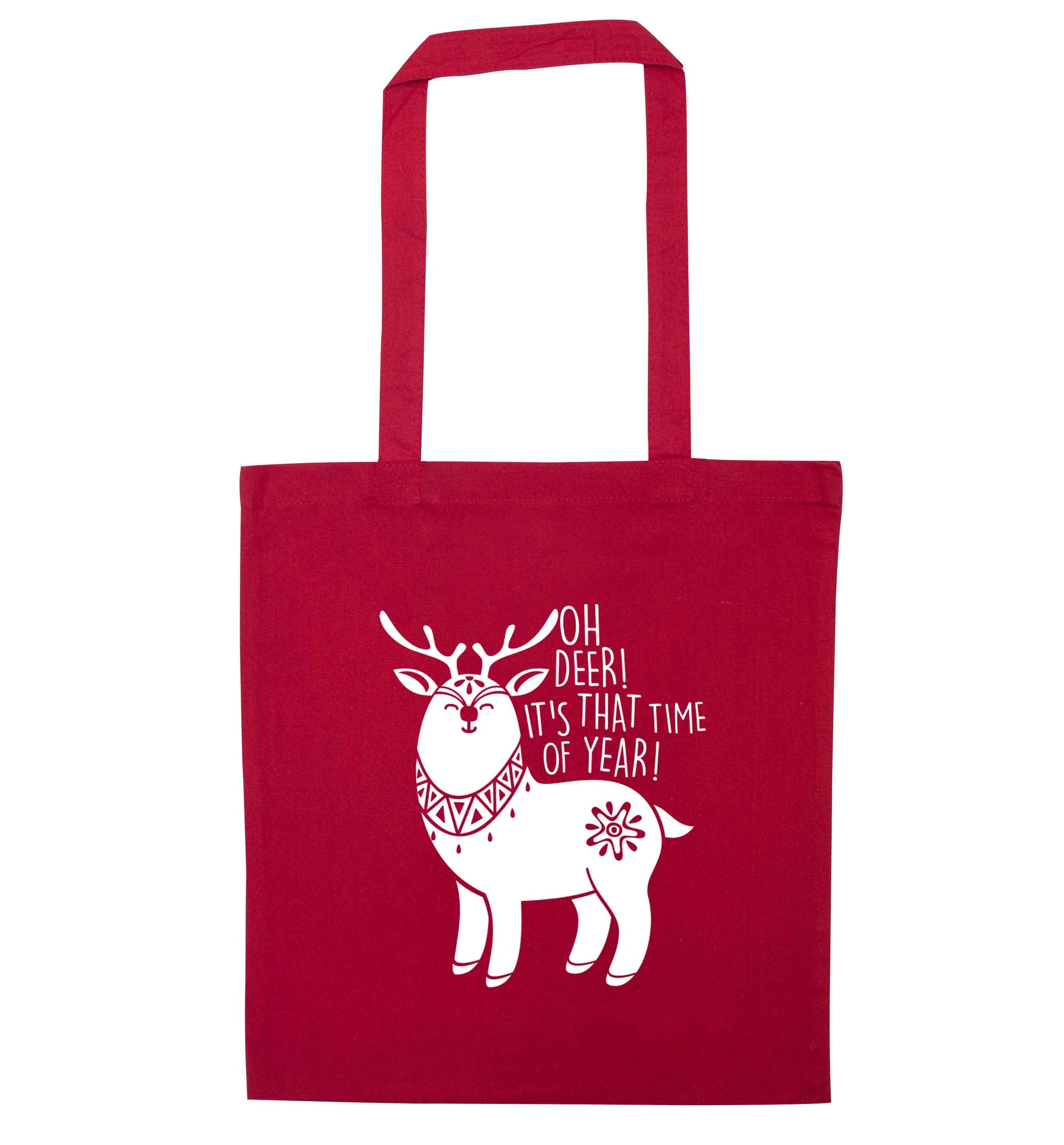 Oh dear it's that time of year red tote bag