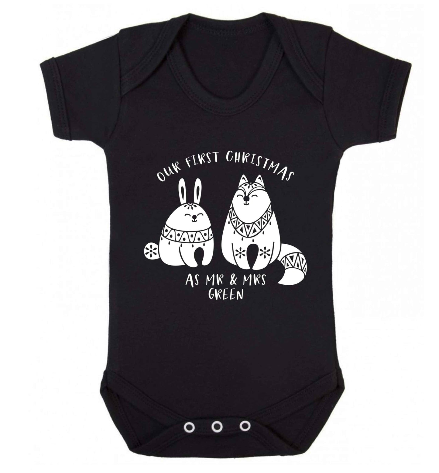 Our first Christmas as Mr & Mrs personalised Baby Vest black 18-24 months