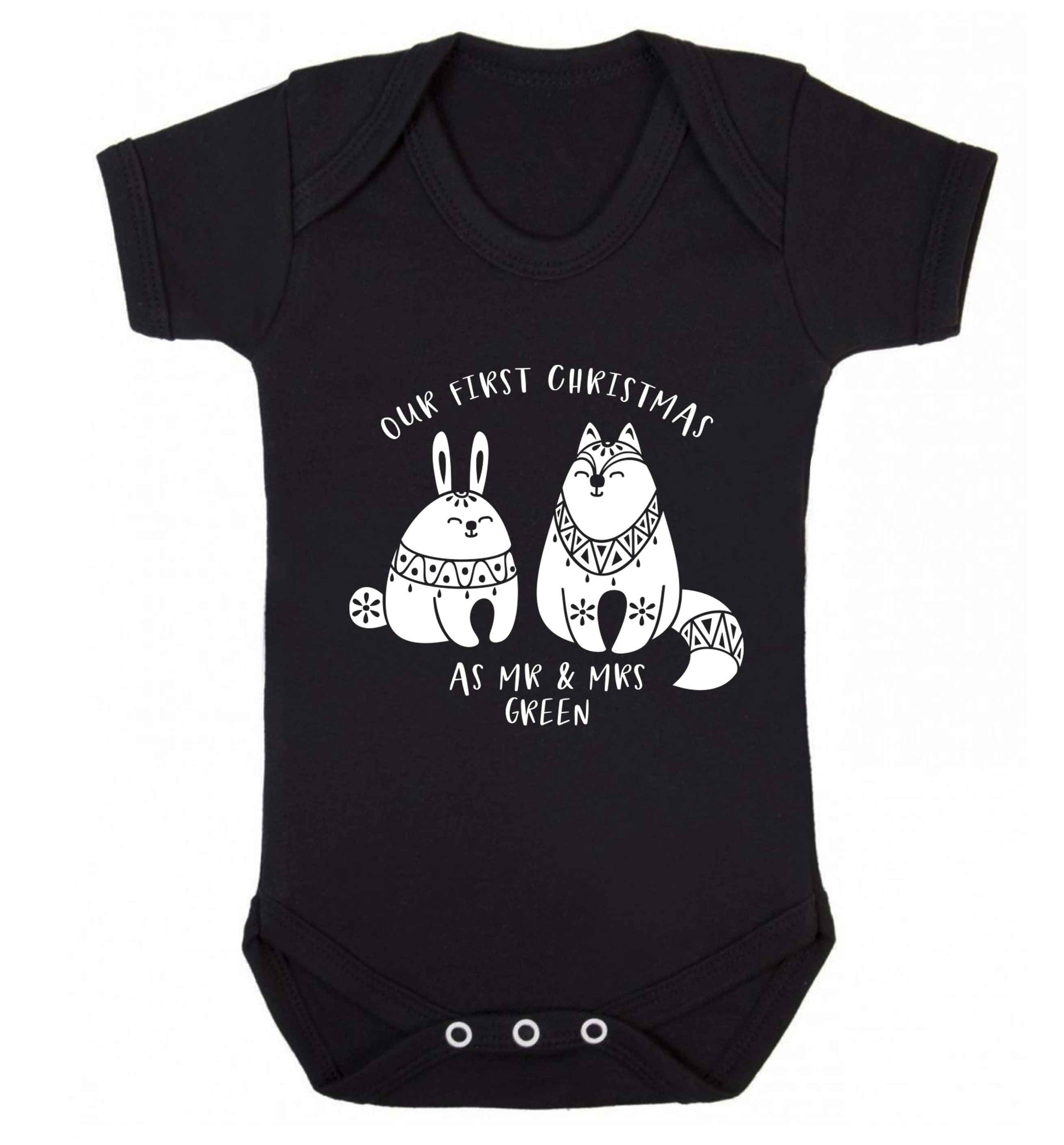 Our first Christmas as Mr & Mrs personalised Baby Vest black 18-24 months