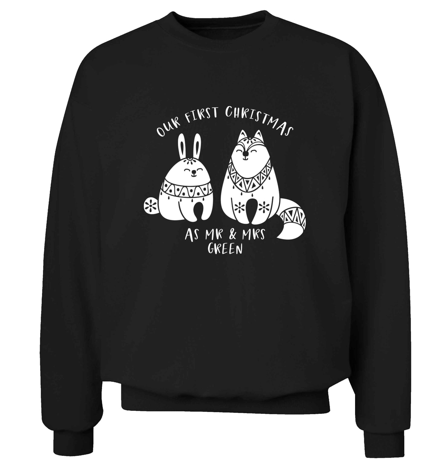 Our first Christmas as Mr & Mrs personalised Adult's unisex black Sweater 2XL